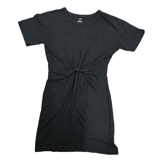 aerie Dresses & Skirts - Aerie Women Size Small Black Short Sleeve Twist Knot Front T-Shirt Dress EUC
